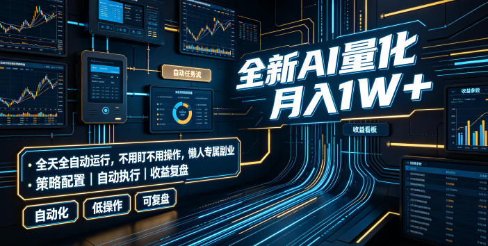 全新AI量化月入1W+，全天全自动运行，不用盯不用操作，懒人专属副业！【揭秘】|无忧资源社