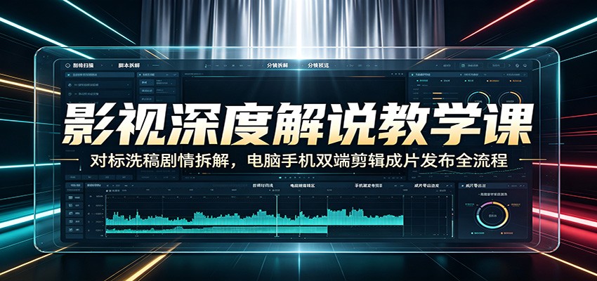 影视深度解说教学课：对标洗稿剧情拆解，电脑手机双端剪辑成片发布全流程|无忧资源社