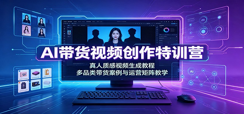 AI带货视频创作特训营:真人质感视频生成教程,多品类带货案例与运营矩阵教学|无忧资源社