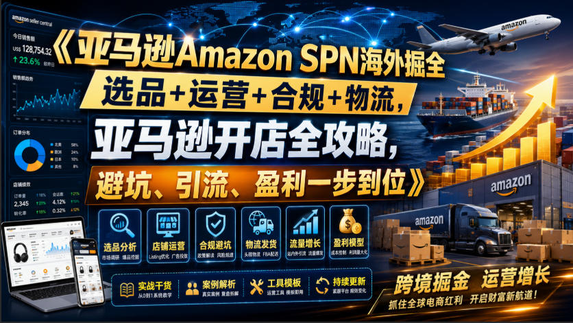 亚马逊Amazon SPN海外掘全，选品+运营+合规+物流，亚马逊开店全攻略，避坑、引流、盈利一步到位|无忧资源社