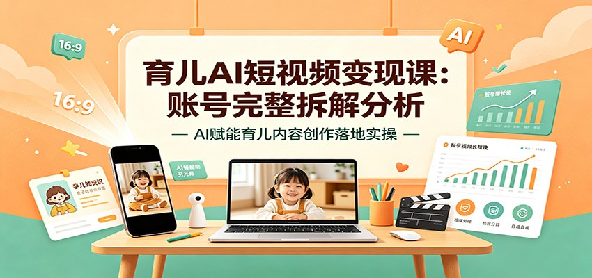 育儿AI短视频变现课：账号完整拆解分析，AI赋能育儿内容创作落地实操|无忧资源社