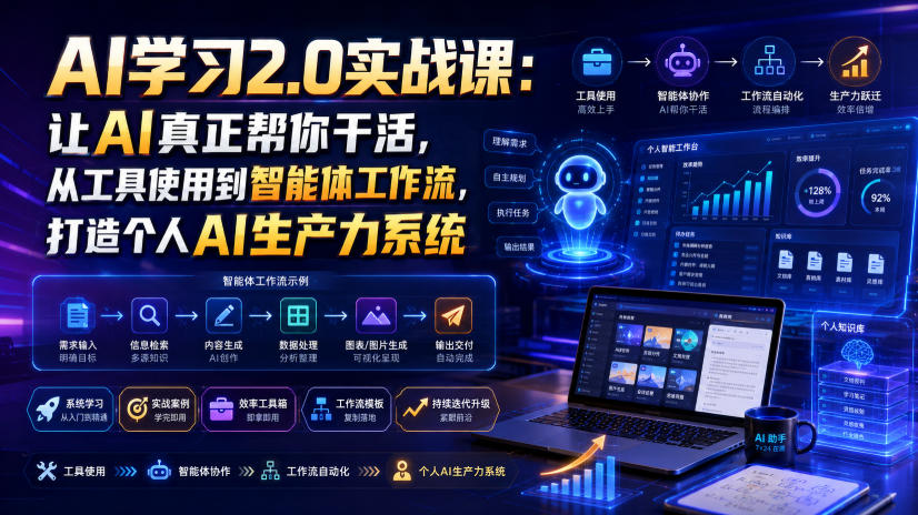 AI学习2.0实战课：让AI真正帮你干活，从工具使用到智能体工作流，打造个人AI生产力系统|无忧资源社