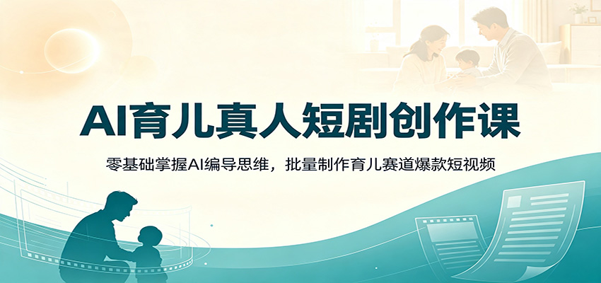 AI育儿真人短剧创作课：零基础掌握AI编导思维，批量制作育儿赛道爆款短视频|无忧资源社
