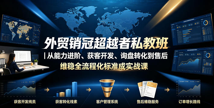 外贸销冠超越者私教班|从能力进阶、获客开发、询盘转化到售后维稳全流程标准化成交实战课|无忧资源社