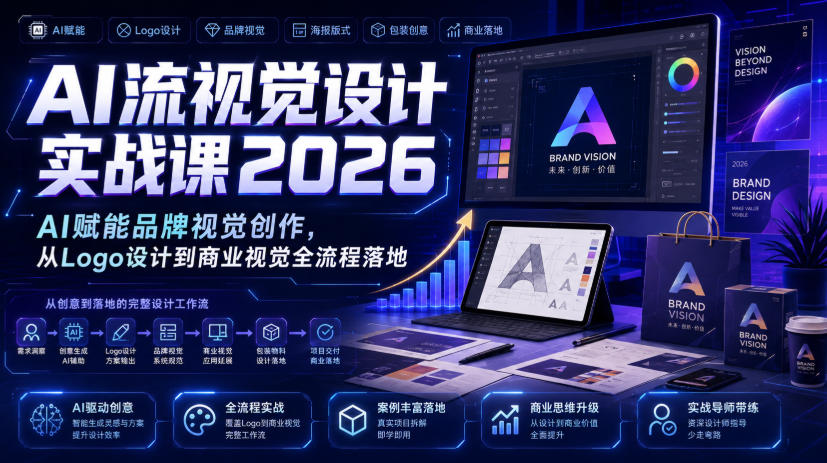 AI流视觉设计实战课2026：AI赋能品牌视觉创作，从Logo设计到商业视觉全流程落地|无忧资源社