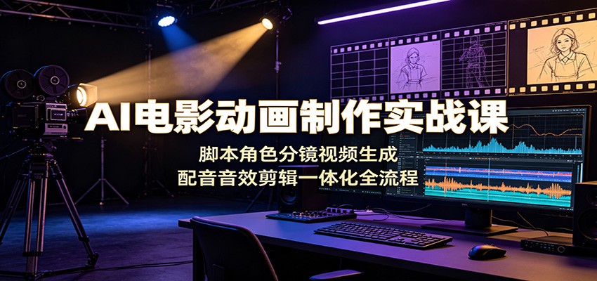 AI电影动画制作实战课：脚本角色分镜视频生成，配音音效剪辑一体化全流程|无忧资源社