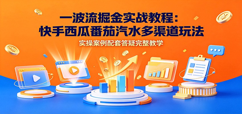一波流掘金实战教程：快手西瓜番茄汽水多渠道玩法，实操案例配套答疑完整教学|无忧资源社