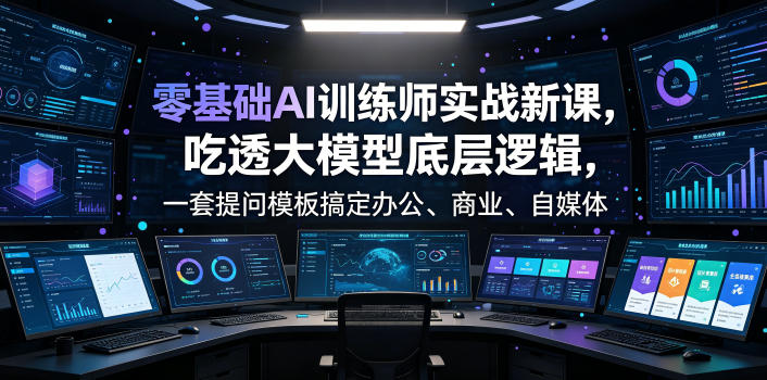 零基础AI训练师实战课，吃透大模型底层逻辑，一套提问模板搞定办公、商业、自媒体、设计、生活全场景AI落地应用|无忧资源社