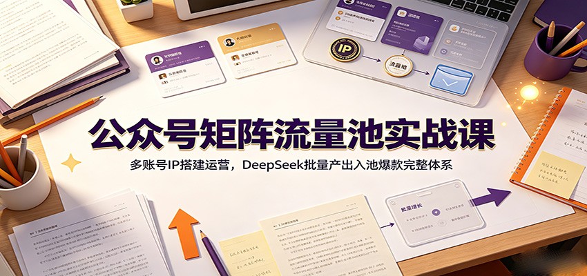 公众号矩阵流量池实战课：多账号IP搭建运营，DeepSeek批量产出入池爆款完整体系|无忧资源社