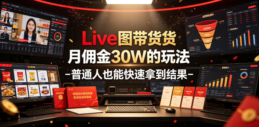 Live图带货月佣金30W的玩法-普通人也能快速拿到结果|无忧资源社