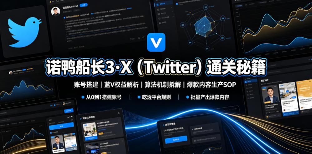 诺鸭船长3·X（Twitter）通关秘籍，涵盖账号搭建、蓝V权益解析、算法机制拆解及爆款内容生产SOP（更新）|无忧资源社
