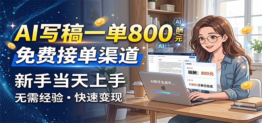 AI写稿一单800，免费接单渠道，一单一结几十到上千，新手当天上手|无忧资源社