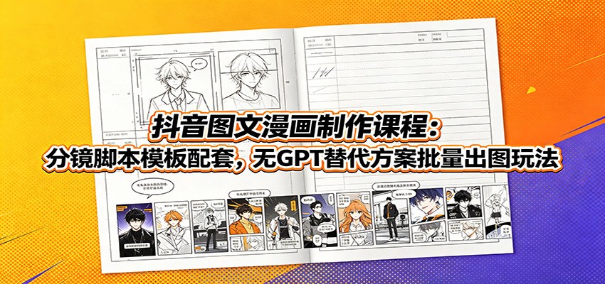 抖音图文漫画制作课程：分镜脚本模板配套，无GPT替代方案批量出图玩法|无忧资源社