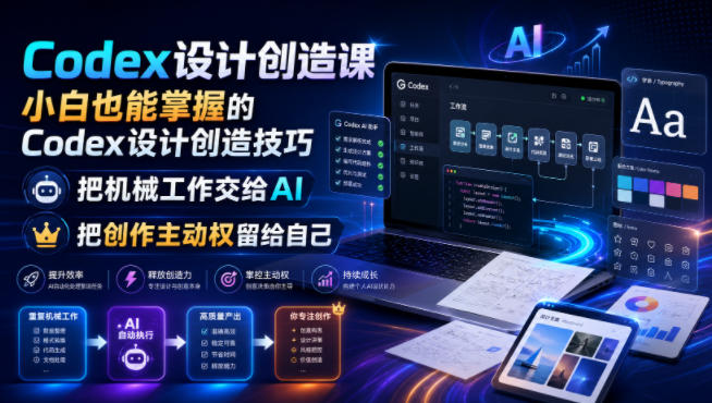 Codex设计创造课，小白也能掌握的Codex设计创造技巧，把机械工作交给AI，把创作主动权留给自己|无忧资源社