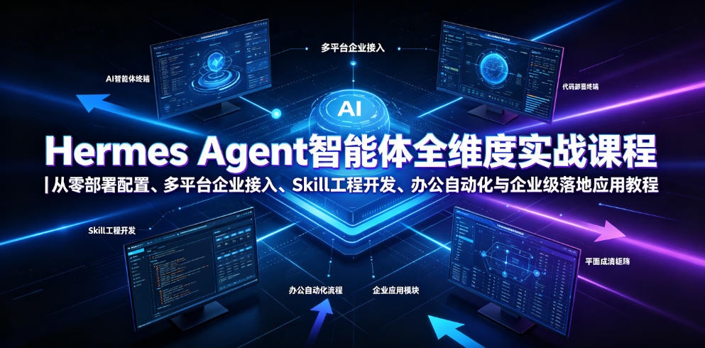 Hermes Agent智能体全维度实战课程｜从零部署配置、多平台企业接入、Skill工程开发、办公自动化与企业级落地应用教程|无忧资源社