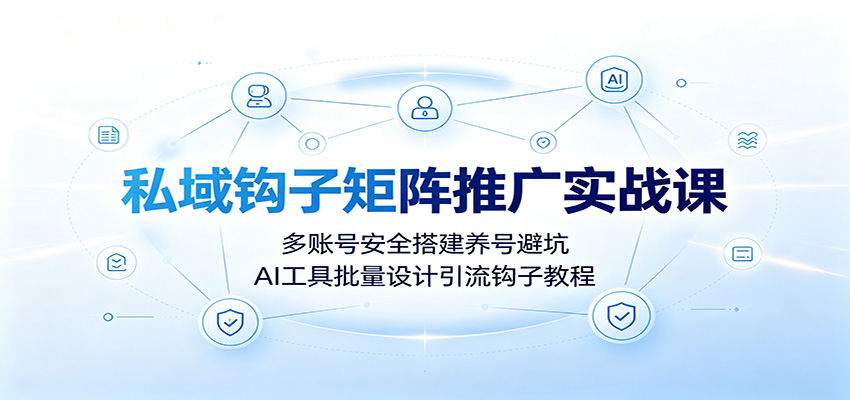 私域钩子矩阵推广实战课：多账号安全搭建养号避坑，AI工具批量设计引流钩子教程|无忧资源社