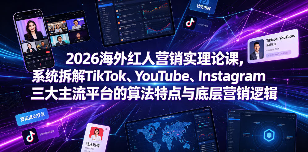 2026海外红人营销实理论课，系统拆解TikTok、YouTube、Instagram三大主流平台的算法特点与底层营销逻辑|无忧资源社