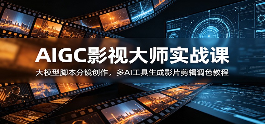 AIGC影视大师实战课：大模型脚本分镜创作，多AI工具生成影片剪辑调色教程|无忧资源社