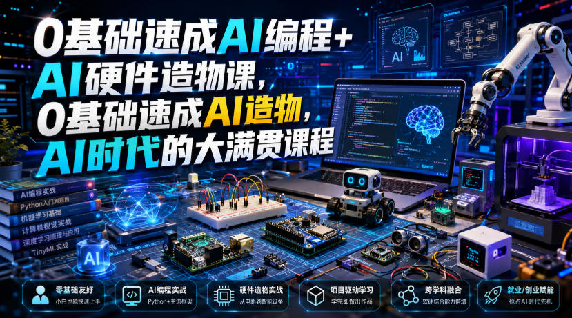 0基础速成AI编程+AI硬件造物课，0基础速成AI造物，AI时代的大满贯课程|无忧资源社
