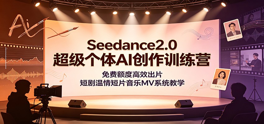 Seedance2.0超级个体AI创作训练营：免费额度高效出片，短剧温情短片音乐MV系统教学|无忧资源社