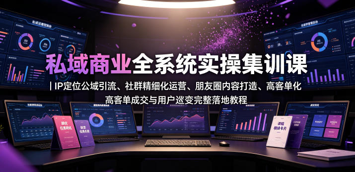 私域商业全系统实操课｜IP定位公域引流、社群精细化运营、朋友圈内容打造、高客单成交与用户裂变完整落地教程|无忧资源社