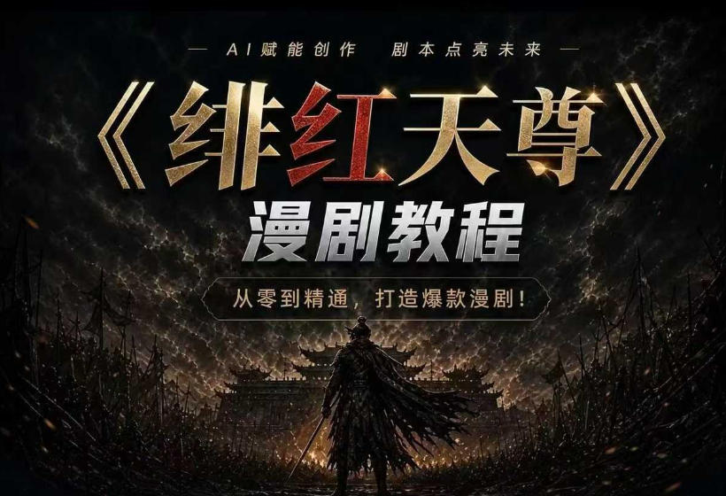 绯红天尊AI漫剧系统教程｜从零入门到精通，工具运用+剧本创作+爆款逻辑+提示词素材+镜头剪辑，全套爆款漫剧落地实战课|无忧资源社
