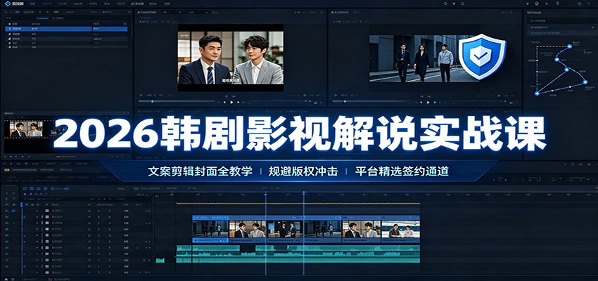2026韩剧影视解说实战课：文案剪辑封面全教学，规避版权冲击平台精选签约通道|无忧资源社