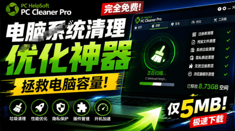 轻松吊打Win系统自带工具！电脑清理神器，拯救电脑容量，仅5MB，完全免费使用PC Cleaner Pro|无忧资源社