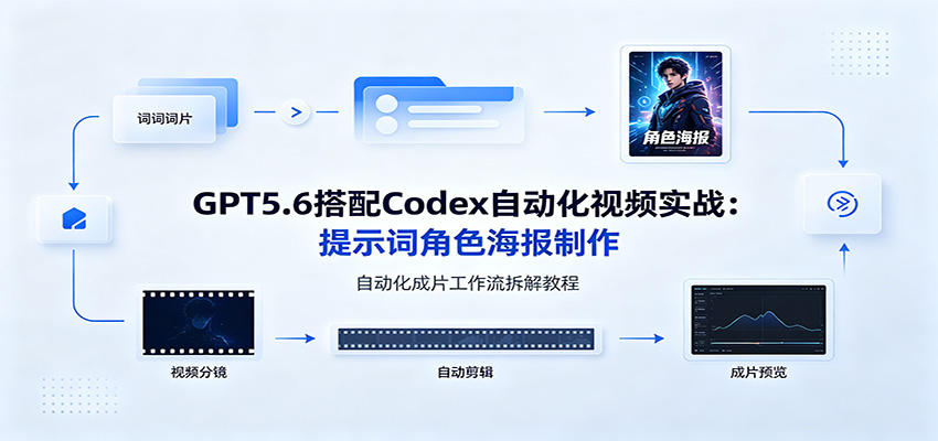 GPT5.6搭配Codex自动化视频实战：提示词角色海报制作，自动化成片工作流拆解教程|无忧资源社