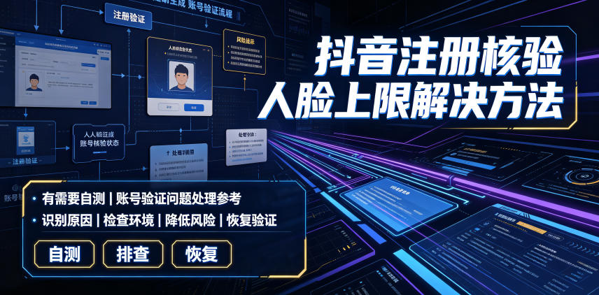 抖音注册核验人脸上限解决方法，有需要自测|无忧资源社