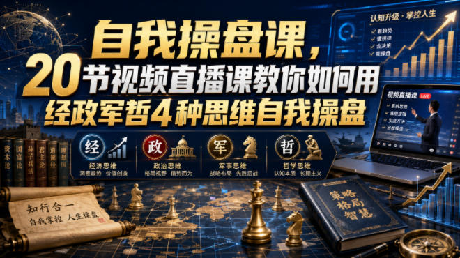 自我操盘课，20节视频直播课教你如何用经政军哲4种思维自我操盘|无忧资源社