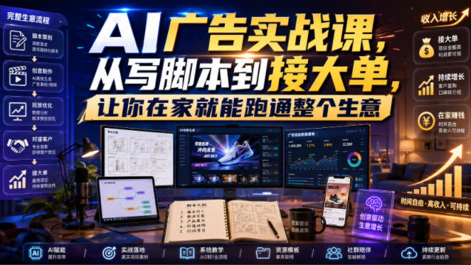 AI广告实战课，从写脚本到接大单，让你在家就能跑通整个生意【原创双语字幕】|无忧资源社