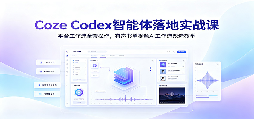 Coze Codex智能体落地实战课：平台工作流全套操作，有声书单视频AI工作流改造教学|无忧资源社