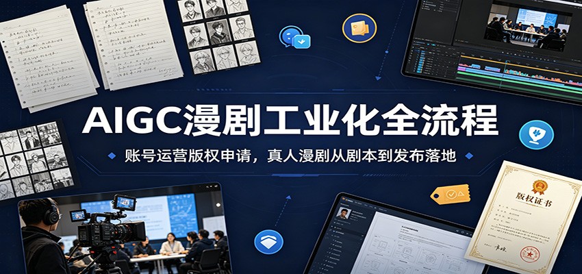 AIGC漫剧工业化全流程：账号运营版权申请，真人漫剧从剧本到发布落地|无忧资源社