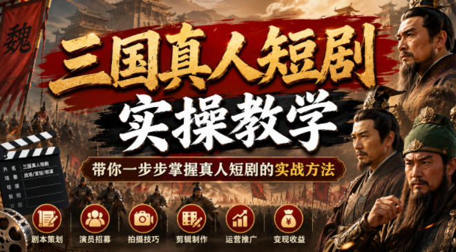 三国真人短剧实操教学，带你一步步掌握真人短剧的实战方法|无忧资源社
