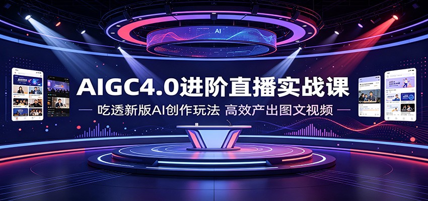 AIGC4.0进阶直播实战课：吃透新版AI创作玩法，高效产出图文视频|无忧资源社