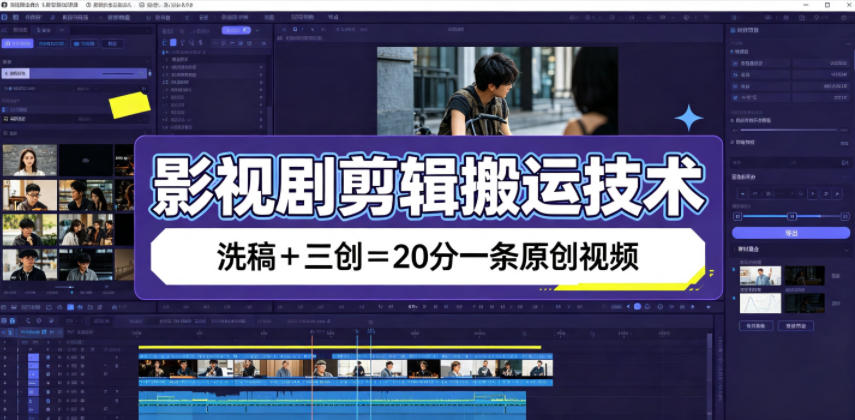 影视剧剪辑搬运技术，洗稿+三创=20分一条原创视频|无忧资源社
