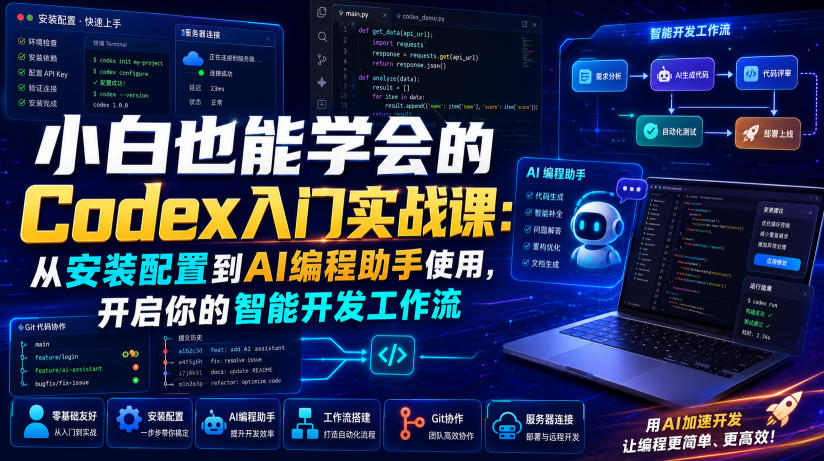 小白也能学会的Codex入门实战课：从安装配置到AI编程助手使用，开启你的智能开发工作流|无忧资源社