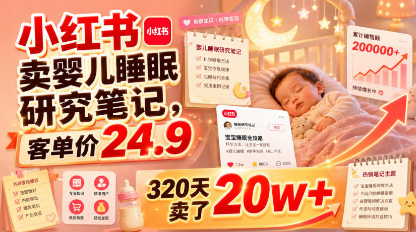 小红书卖婴儿睡眠研究笔记，客单价24.9，320天卖了20w+|无忧资源社