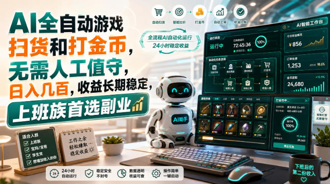 （20090期）AI全自动游戏皮肤扫货和打金币，日入几百，内部方法大揭秘，0门槛！|无忧资源社