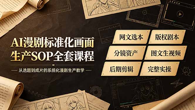 （19806期）AI漫剧标准化画面生产SOP全套课程-更新，网文选本版权剧本分镜资产全覆盖，图文生视频后期剪辑完整实操教学|无忧资源社