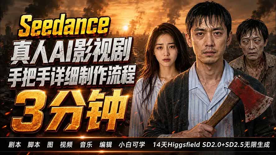 （19706期） 3分钟真人AI影视剧怎么做？SD 2.0手把手完整制作流程｜Higgsfield 14天SD 2.0/2.5无限生成|无忧资源社