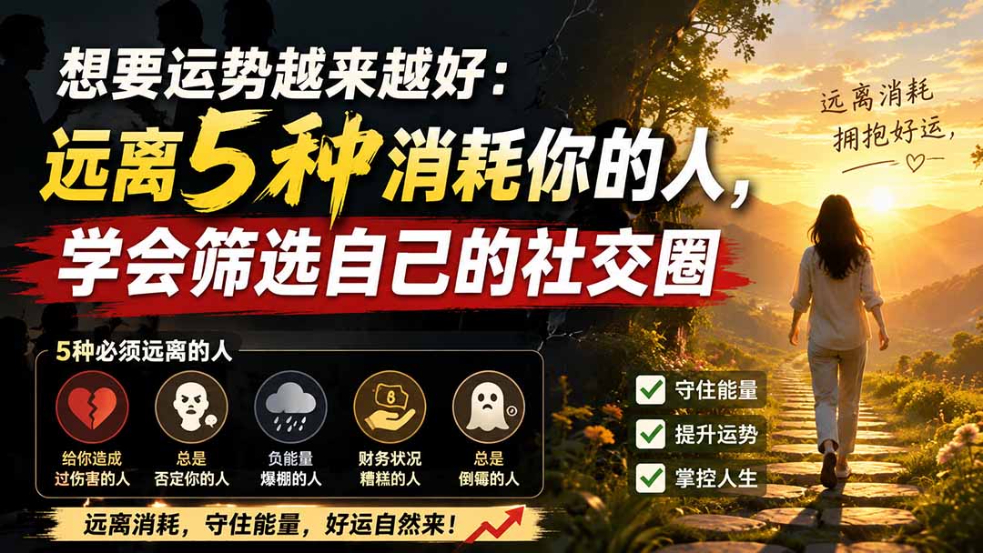 (19965期)付费文章:想要运势越来越好:远离5种消耗你的人,学会筛选自己的社交圈|无忧资源社