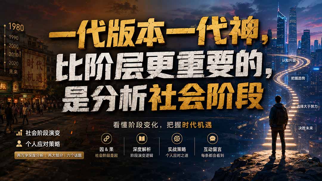 （19745期）付费文章：一代版本一代神，比阶层更重要的，是分析社会阶段|无忧资源社