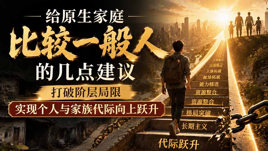 （19708期）付费文章：给原生家庭比较一般人的几点建议，打破阶层局限，实现个人与家族代际向上跃升|无忧资源社