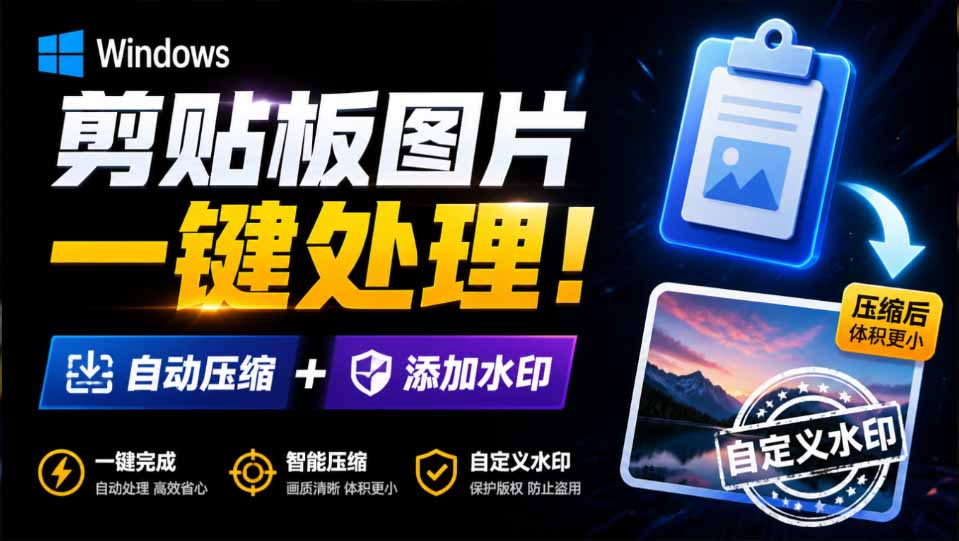 （19831期）Windows 剪贴板复制图片后，体积会暴涨数百倍？剪贴板图片一键自动压缩及添加水印工具|无忧资源社