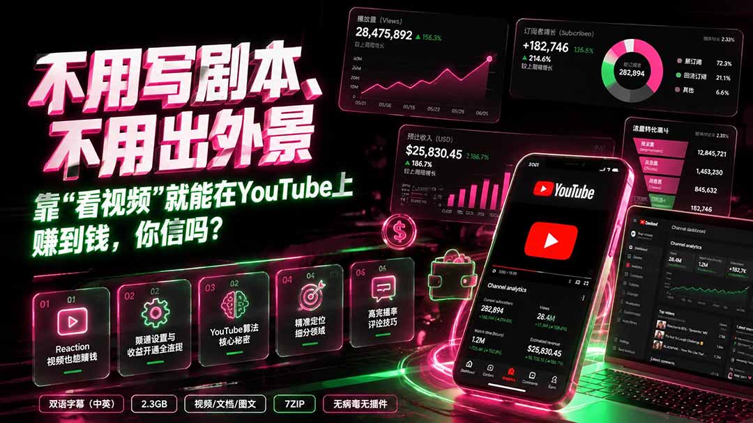 （19646期）不用写剧本、不用出外景——靠”看视频”就能在YouTube上赚到钱，你信吗？【原创双语字幕】|无忧资源社
