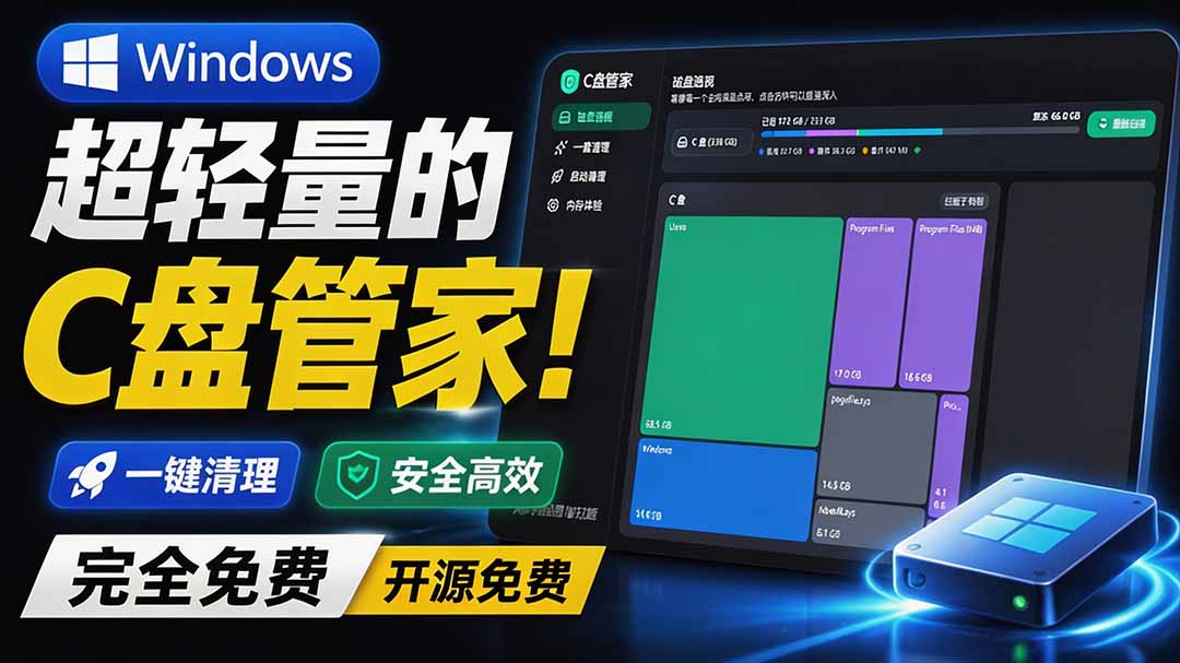 （19750期）Windows 超轻量的C盘管家！超级有特点，支持磁盘分析及清理提醒，2M大小体积，完全免费 C盘管家|无忧资源社