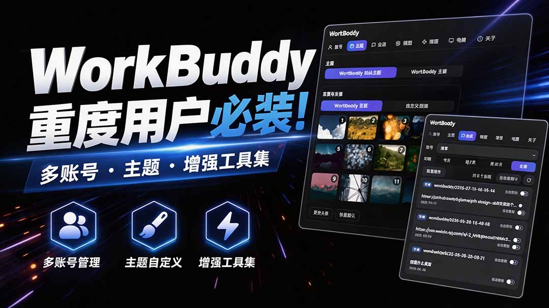 （20073期）WorkBuddy重度用户必装！多账号 · 主题 · 增强工具集，零侵入、零重签名，WorkDaddy|无忧资源社