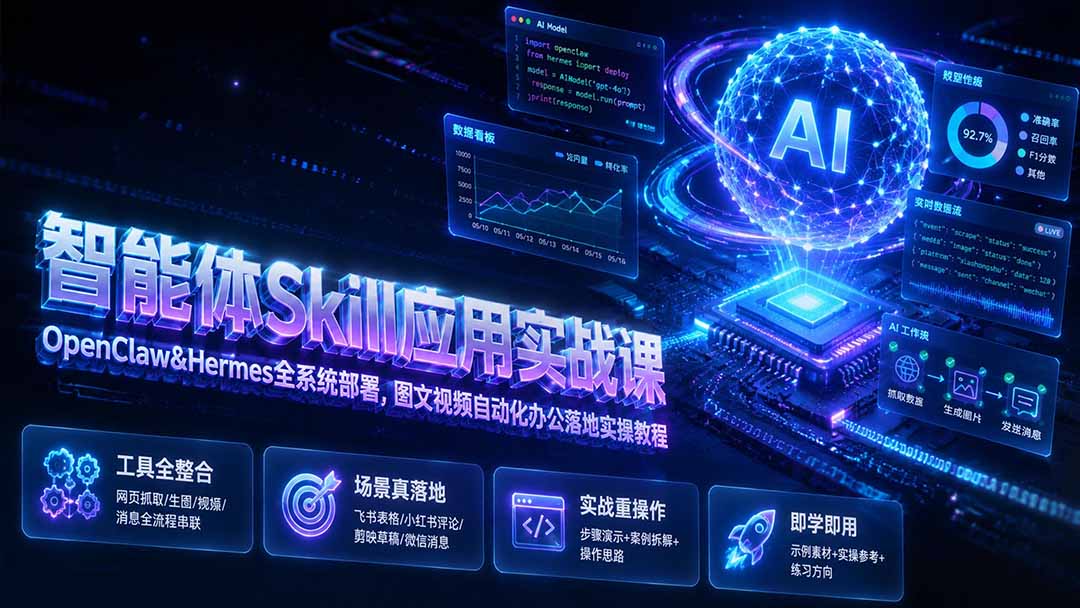 （19645期）智能体Skill应用实战课：OpenClaw&Hermes全系统部署，图文视频自动化办公落地实操教程|无忧资源社